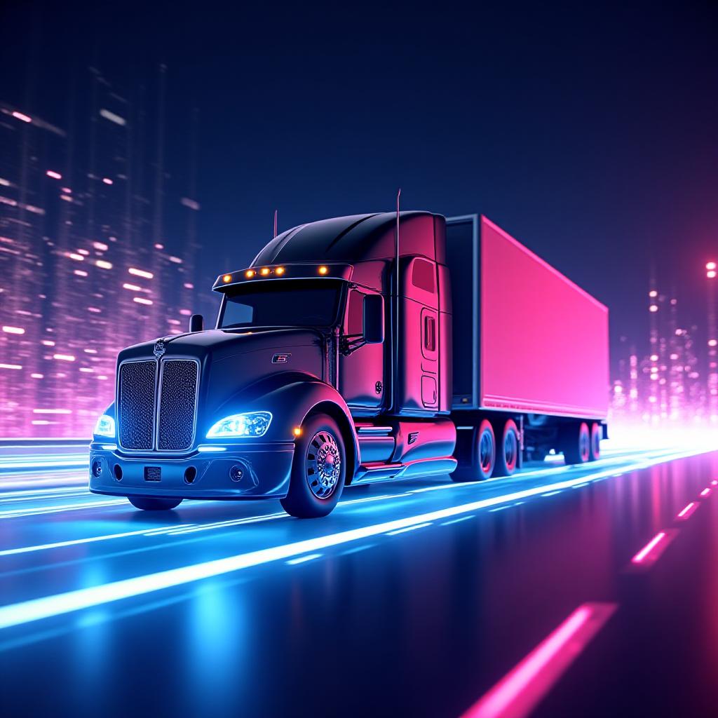 Dynamic 3D rendering of a heavy-duty truck on a digital highway